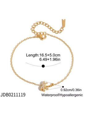 Palm Tree Ocean Charm Bracelet Anchor Fish Palm Gold Waterproof Gold Bracelet